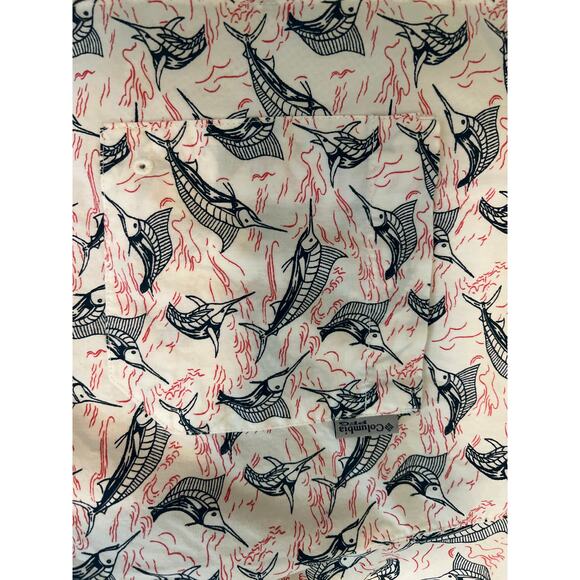 Columbia PFG Shirt Mens Large Marlin Print Vented White Multicolor 100% Cotton - Picture 4 of 7